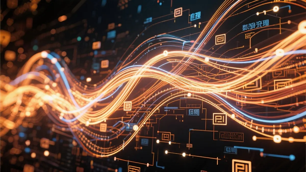 信息流在数字网络中流动的艺术化表现